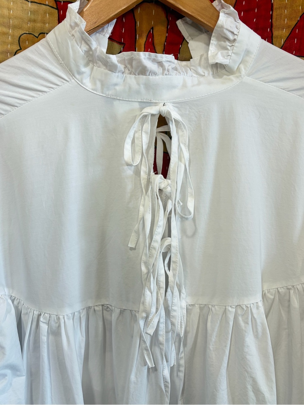 Eien USA White Tiered Lace-Up Peasant Dress - Picture 7 of 9